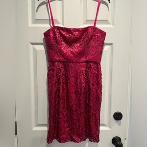 BCBG Pink Sequenced Strapless Dress